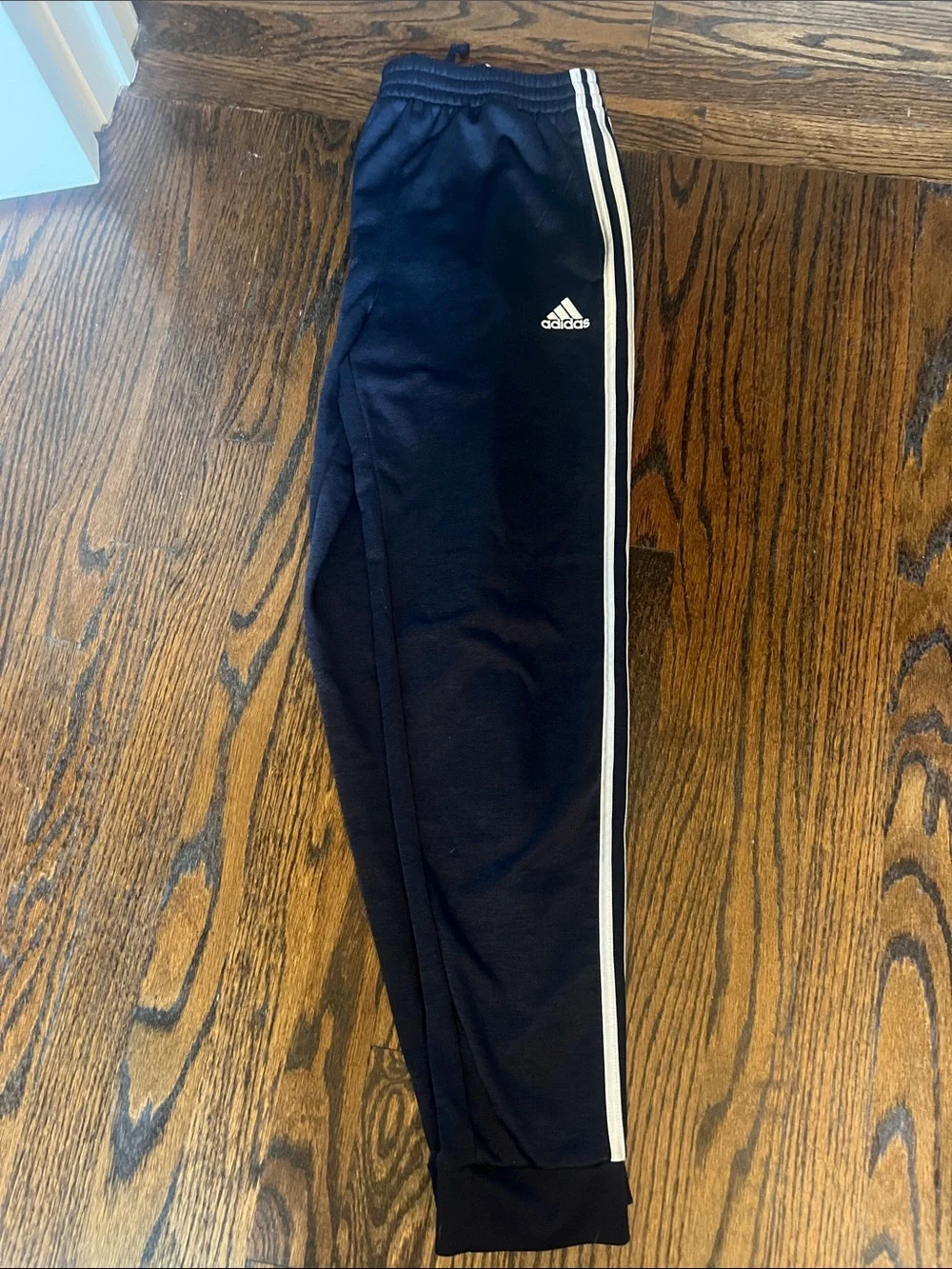 adidas Kids Navy Joggers with White Side Stripes